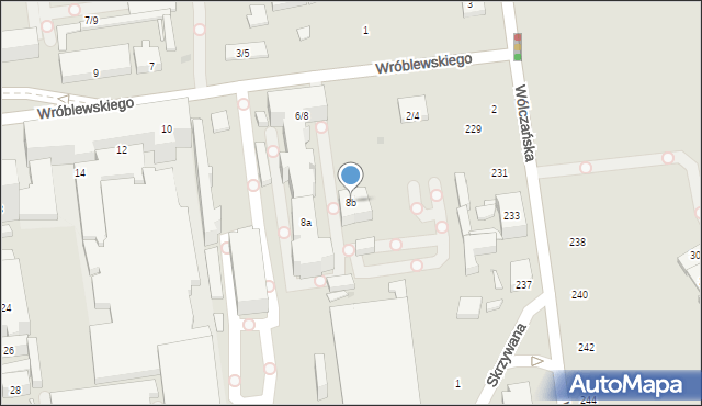 Łódź, Wróblewskiego Walerego, gen., 8b, mapa Łodzi