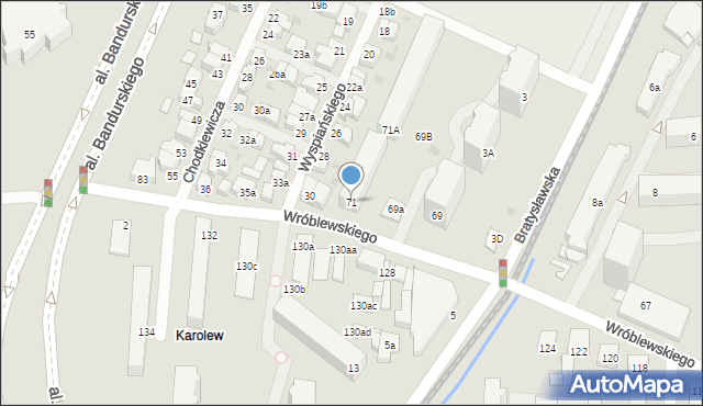 Łódź, Wróblewskiego Walerego, gen., 71, mapa Łodzi