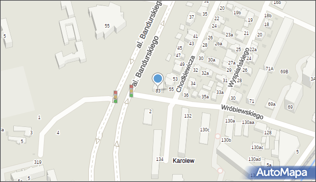 Łódź, Wróblewskiego Walerego, gen., 83, mapa Łodzi