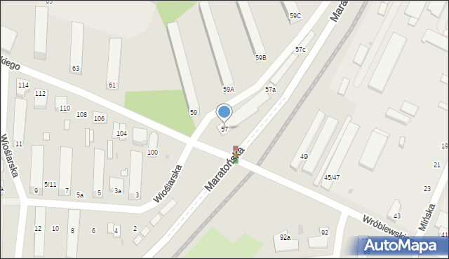 Łódź, Wróblewskiego Walerego, gen., 57, mapa Łodzi