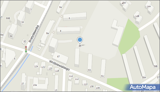 Łódź, Wróblewskiego Walerego, gen., 65, mapa Łodzi
