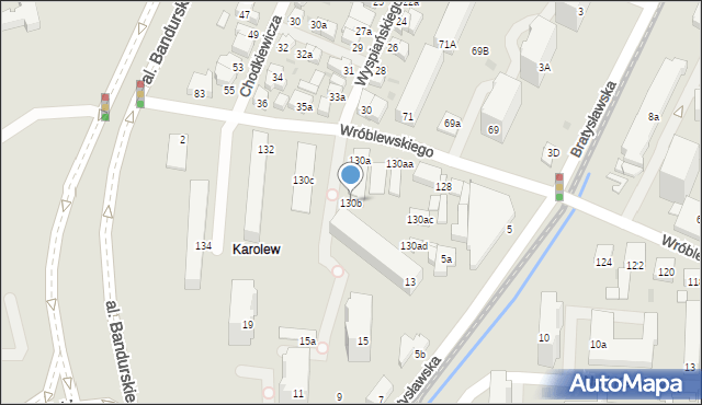 Łódź, Wróblewskiego Walerego, gen., 130b, mapa Łodzi