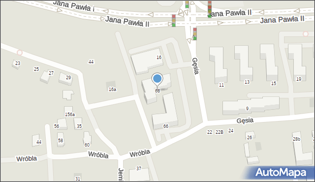 Lublin, Wróbla, 68, mapa Lublina