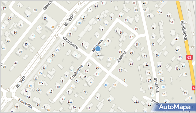 Łuków, Wrzosowa, 7, mapa Łuków