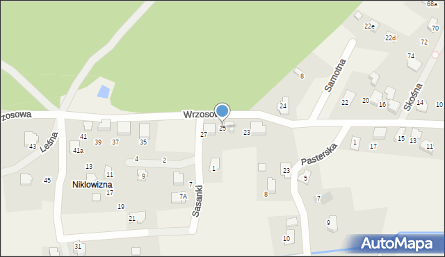 Meszna, Wrzosowa, 25, mapa Meszna