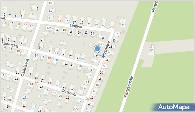 Mielec, Wrzosowa, 21, mapa Mielca