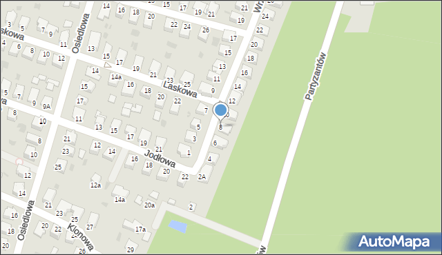 Mielec, Wrzosowa, 8, mapa Mielca