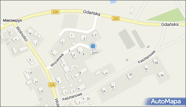 Mierzeszyn, Wrzosowa, 10, mapa Mierzeszyn