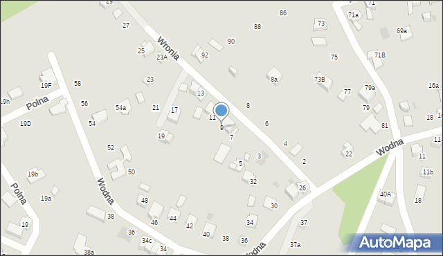 Mikołów, Wronia, 9, mapa Mikołów