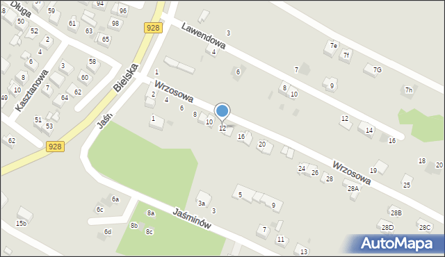 Mikołów, Wrzosowa, 12, mapa Mikołów