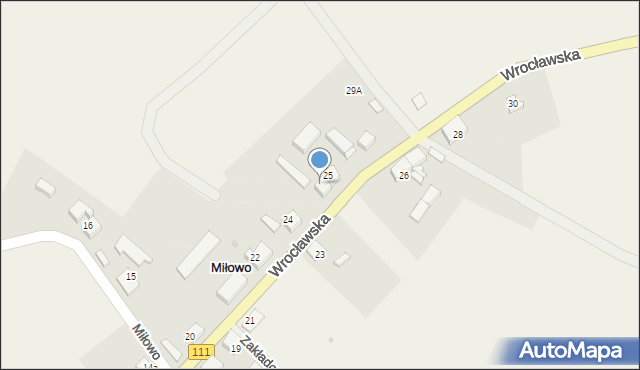 Miłowo, Wrocławska, 25a, mapa Miłowo