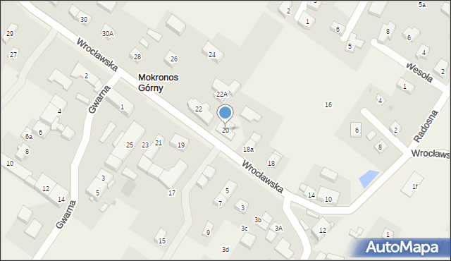 Mokronos Górny, Wrocławska, 20, mapa Mokronos Górny