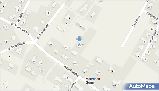 Mokronos Górny, Wrocławska, 30c, mapa Mokronos Górny