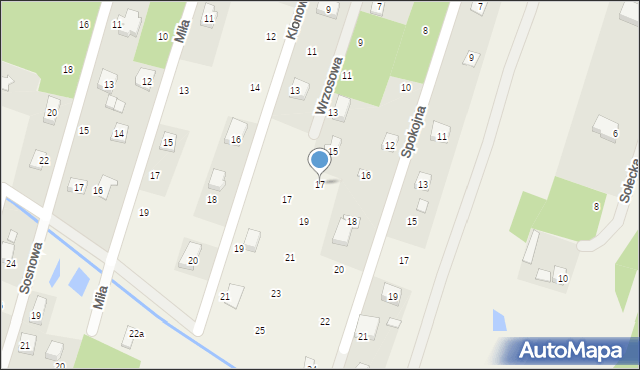 Mrozy, Wrzosowa, 17, mapa Mrozy