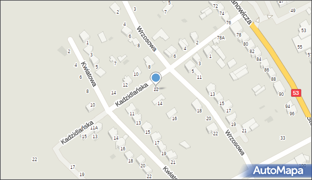 Myszyniec, Wrzosowa, 12, mapa Myszyniec