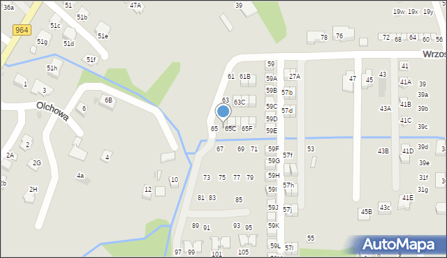 Niepołomice, Wrzosowa, 65B, mapa Niepołomice