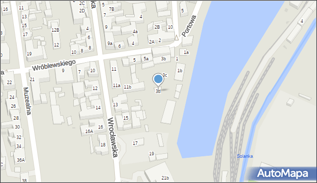 Nowa Sól, Wróblewskiego, 3d, mapa Nowa Sól