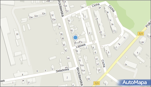 Nowa Sól, Wrocławska, 57, mapa Nowa Sól