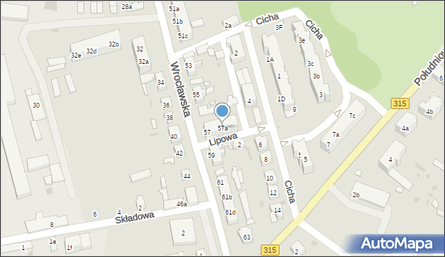 Nowa Sól, Wrocławska, 57a, mapa Nowa Sól