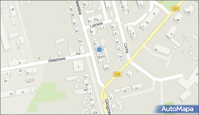 Nowa Sól, Wrocławska, 61d, mapa Nowa Sól