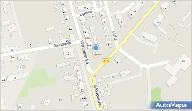 Nowa Sól, Wrocławska, 63, mapa Nowa Sól