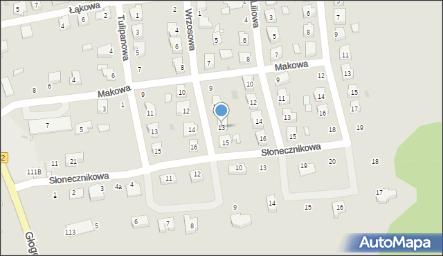 Nowa Sól, Wrzosowa, 13, mapa Nowa Sól