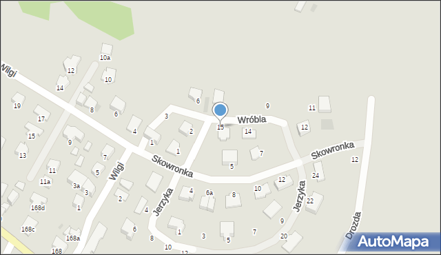 Olsztyn, Wróbla, 15, mapa Olsztyna