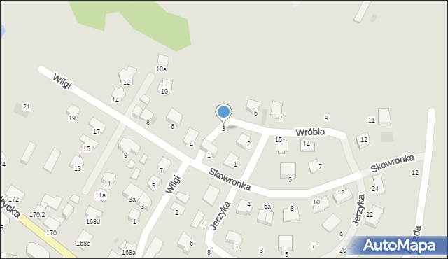 Olsztyn, Wróbla, 3, mapa Olsztyna