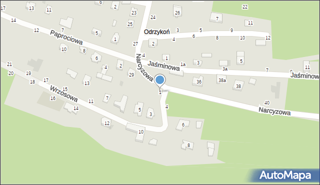 Olsztyn, Wrzosowa, 1, mapa Olsztyna