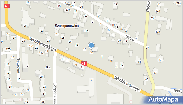 Opole, Wróblewskiego Walerego, gen., 10, mapa Opola