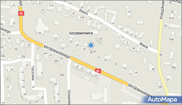 Opole, Wróblewskiego Walerego, gen., 14, mapa Opola