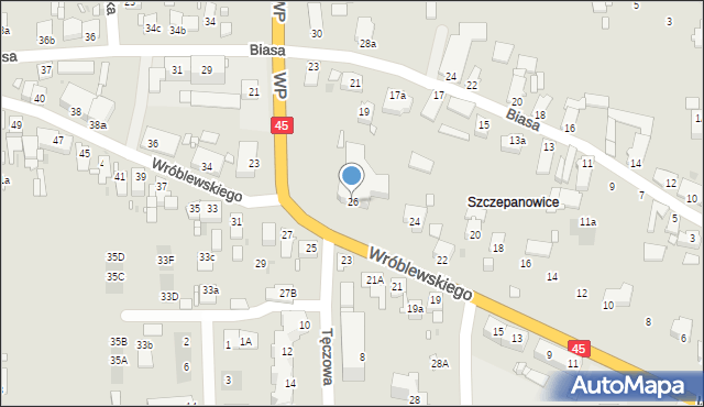 Opole, Wróblewskiego Walerego, gen., 26, mapa Opola