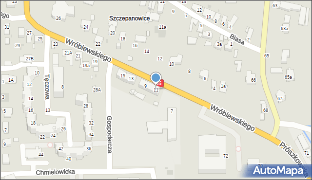 Opole, Wróblewskiego Walerego, gen., 11, mapa Opola