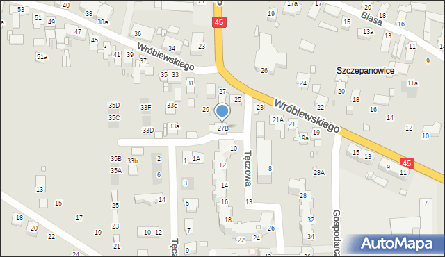 Opole, Wróblewskiego Walerego, gen., 27B, mapa Opola