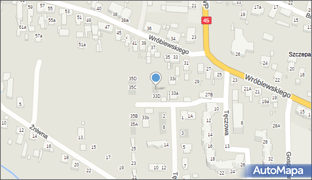 Opole, Wróblewskiego Walerego, gen., 33E, mapa Opola