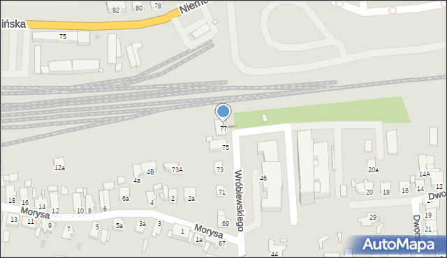 Opole, Wróblewskiego Walerego, gen., 77, mapa Opola