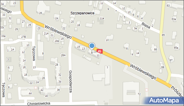 Opole, Wróblewskiego Walerego, gen., 9, mapa Opola