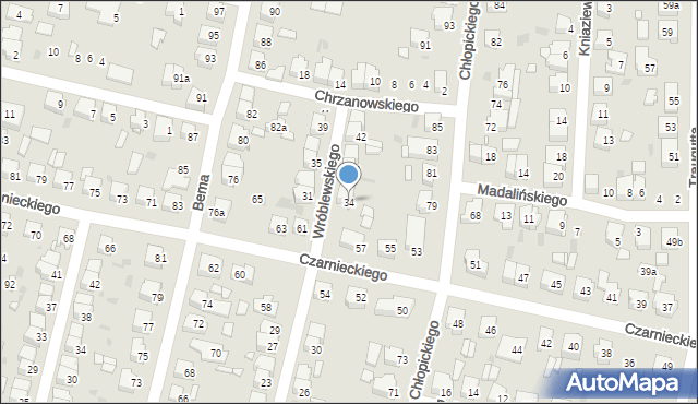 Ostrów Wielkopolski, Wróblewskiego Walerego, gen., 34, mapa Ostrów Wielkopolski