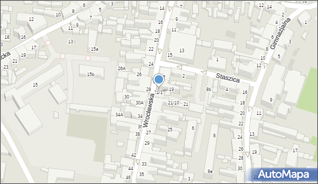 Ostrów Wielkopolski, Wrocławska, 21/1, mapa Ostrów Wielkopolski