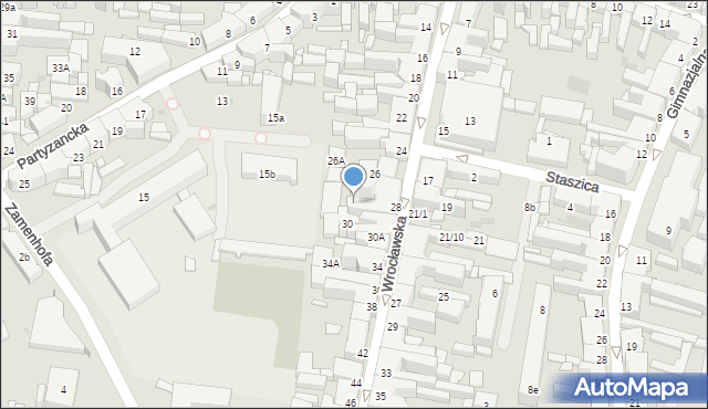 Ostrów Wielkopolski, Wrocławska, 28w, mapa Ostrów Wielkopolski