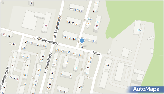 Oświęcim, Wróblewskiego Zygmunta, gen., 11, mapa Oświęcimia