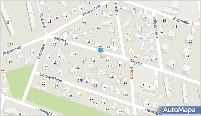 Otwock, Wronia, 13, mapa Otwock