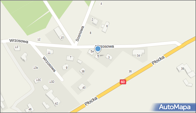 Pęchcin, Wrzosowa, 5, mapa Pęchcin