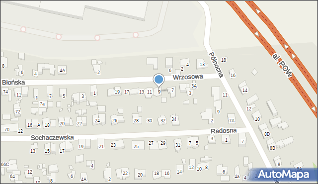 Piastów, Wrzosowa, 9, mapa Piastów