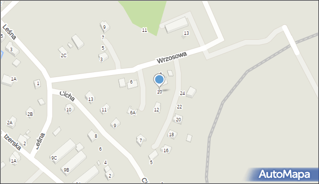 Piechowice, Wrzosowa, 10, mapa Piechowice