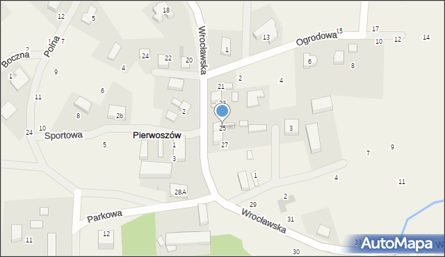Pierwoszów, Wrocławska, 25, mapa Pierwoszów