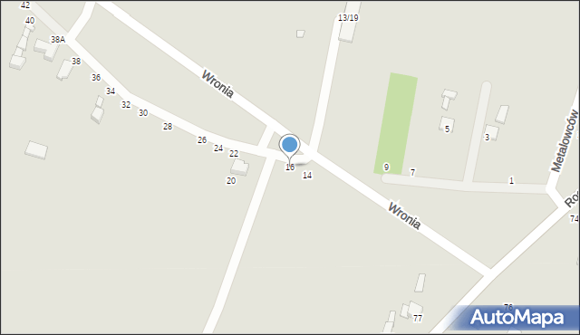 Piotrków Trybunalski, Wronia, 16, mapa Piotrków Trybunalski