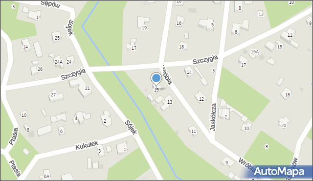 Podkowa Leśna, Wróbla, 15, mapa Podkowa Leśna