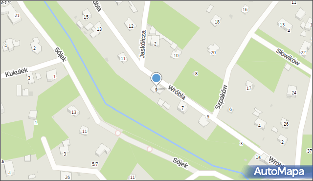 Podkowa Leśna, Wróbla, 9, mapa Podkowa Leśna