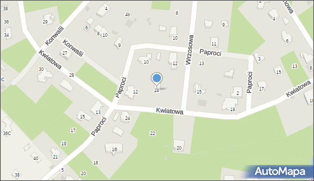 Podkowa Leśna, Wrzosowa, 14, mapa Podkowa Leśna